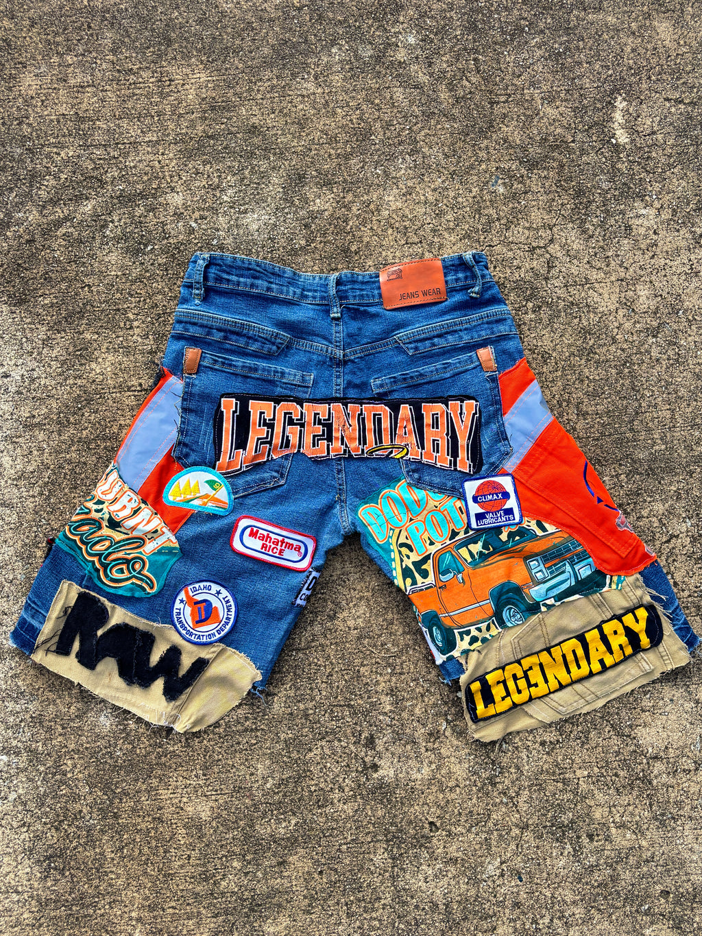 1/1 Legendary patchwork denim shorts