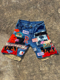 1/1 Legendary patchwork denim shorts