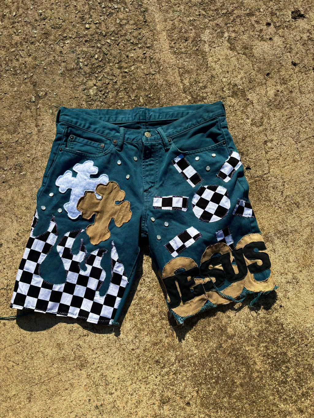 1/1 Jesus 888 denim shorts (32) image 3