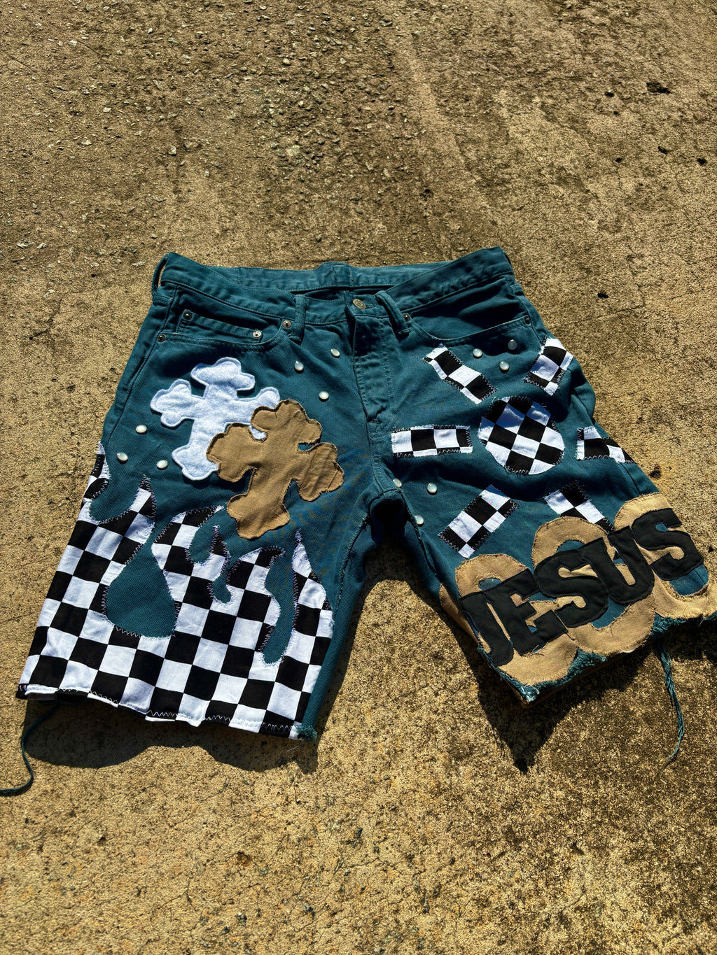 1/1 Jesus 888 denim shorts (32) image 1